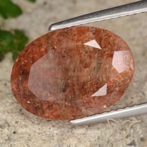 Pierre de soleil Orange pamplemousse naturelle ovale, 6.46 ct, Translucide