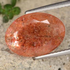 Pierre de soleil orange naturelle coupe ovale, 5,46 ct, translucide