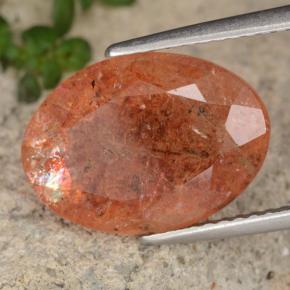 Pierre de soleil orange naturelle coupe ovale, 5,46 ct, translucide