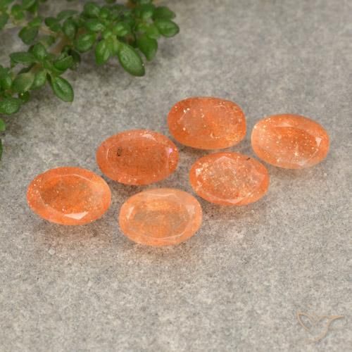 3.32ctw Naturel Orange igname Pierre de soleil, ovale, Translucide