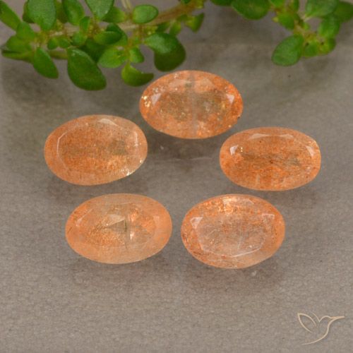 2.47ctw Naturel Orange rougeâtre Pierre de soleil, ovale, Translucide