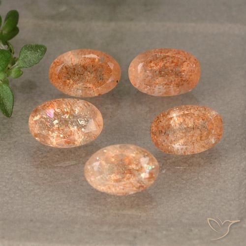 2.57ctw Naturel Orange rougeâtre Pierre de soleil, ovale, Translucide