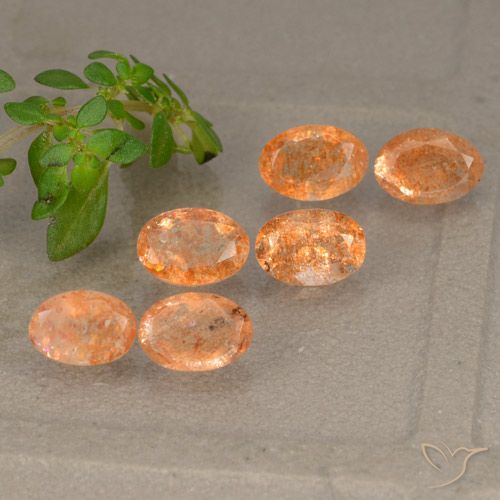 3.03ctw Naturel Orange foncé Pierre de soleil, ovale, Translucide