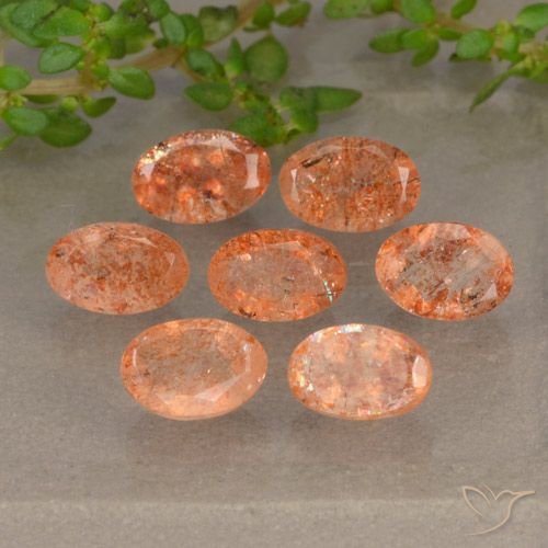 3.92ctw Naturel Orange moyen-léger Pierre de soleil, ovale, Translucide