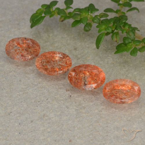 2.20ctw Naturel Orange moyen Pierre de soleil, ovale, Translucide