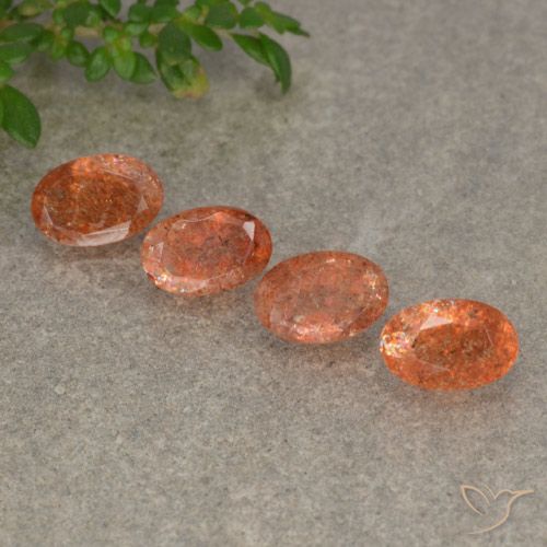2.09ctw Naturel Orange igname Pierre de soleil, ovale, Translucide