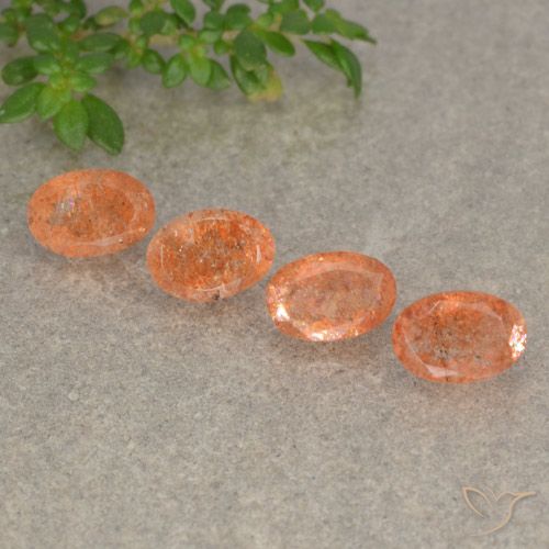 2.07ctw Naturel Orange rougeâtre Pierre de soleil, ovale, Translucide