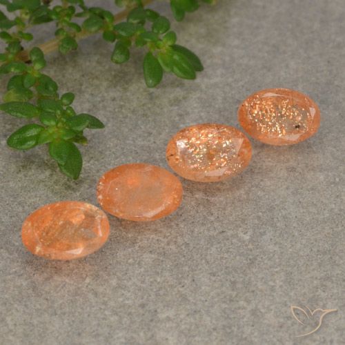 2.25ctw Naturel Orange moyen Pierre de soleil, ovale, Translucide