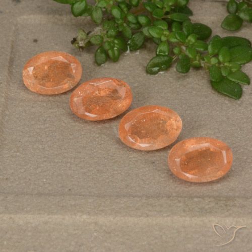 2.26ctw Naturel Orange abricot chaud Pierre de soleil, ovale, Translucide