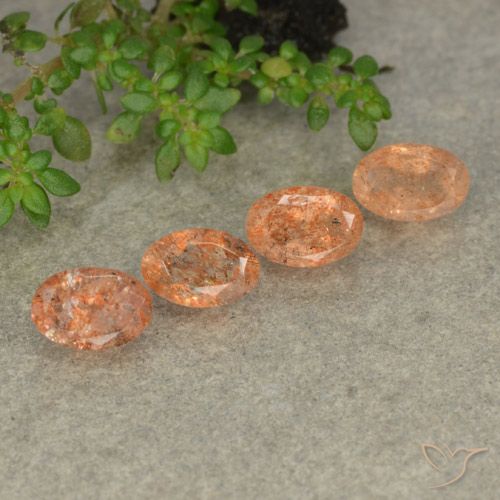 2.23ctw Naturel Orange rougeâtre Pierre de soleil, ovale, Translucide