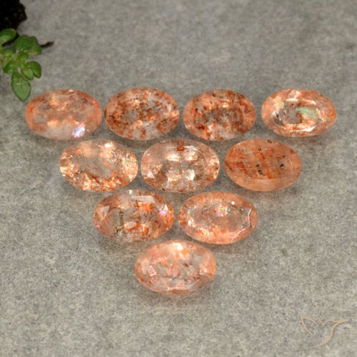 5.13ctw Naturel Orange rougeâtre Pierre de soleil, ovale, Translucide