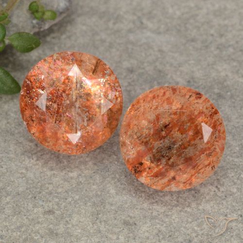 4.94ctw Naturel Orange rougeâtre Pierre de soleil, Tour, Translucide