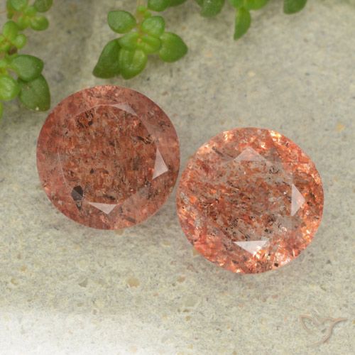 4.77ctw Naturel Orange rougeâtre Pierre de soleil, Tour, Translucide