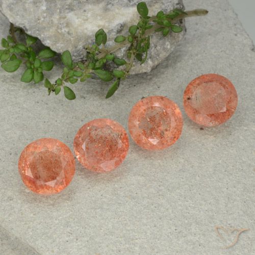 9.81ctw Naturel Orange moyen-léger Pierre de soleil, Tour, Translucide