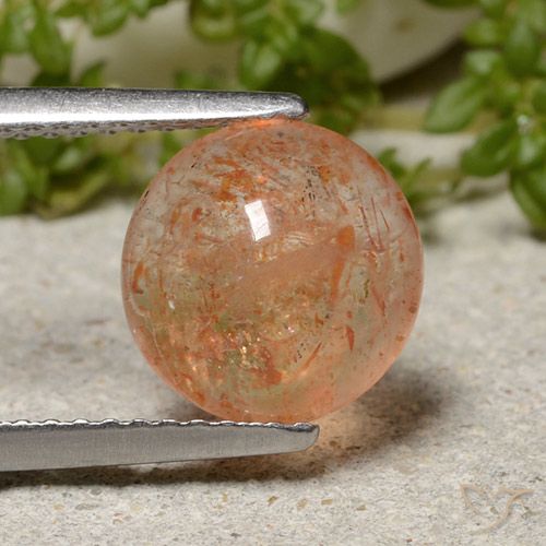 Pierre de Soleil  Orange rougeâtre naturelle Coupe roude, 2.04 ct, Translucide