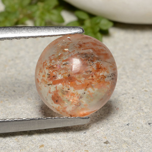 Pierre de soleil orange naturelle coupe roude, 2,12 ct, translucide