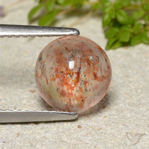 Pierre de soleil orange naturelle coupe roude, 2,10 ct, translucide