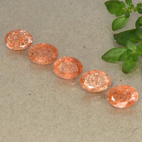 3.92ctw Naturel Orange rougeâtre Pierre de soleil, ovale, Translucide