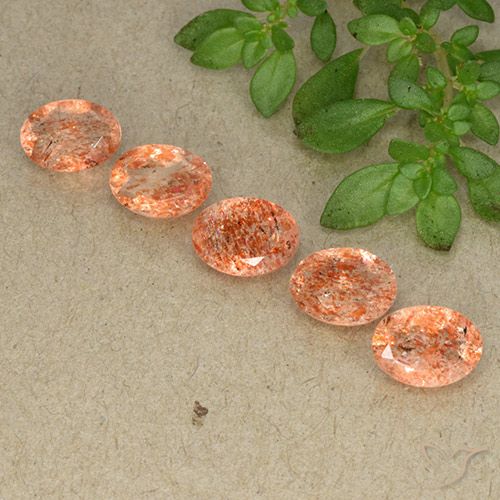 3.24ctw Naturel Orange moyen-léger Pierre de soleil, ovale, Translucide