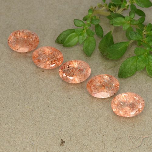 3.72ctw Naturel Orange moyen-léger Pierre de soleil, ovale, Translucide