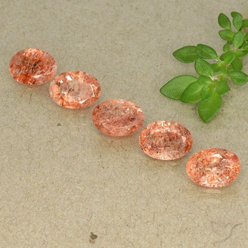 3.73ctw Naturel Orange moyen-léger Pierre de soleil, ovale, Translucide