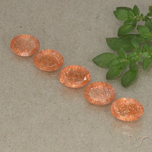 4.20ctw Naturel Orange moyen Pierre de soleil, ovale, Translucide