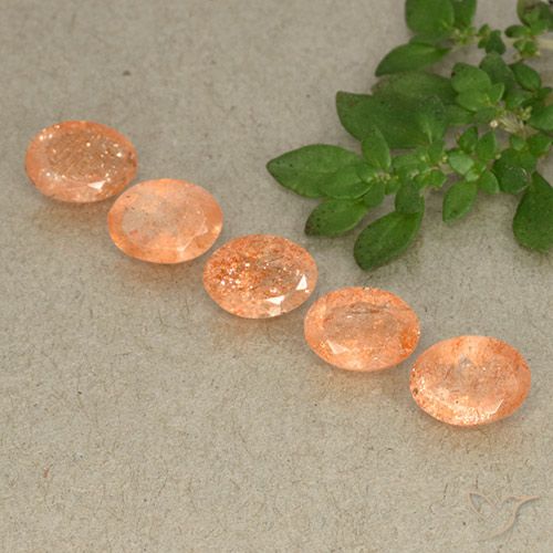 3.75ctw Naturel Orange moyen-léger Pierre de soleil, ovale, Translucide