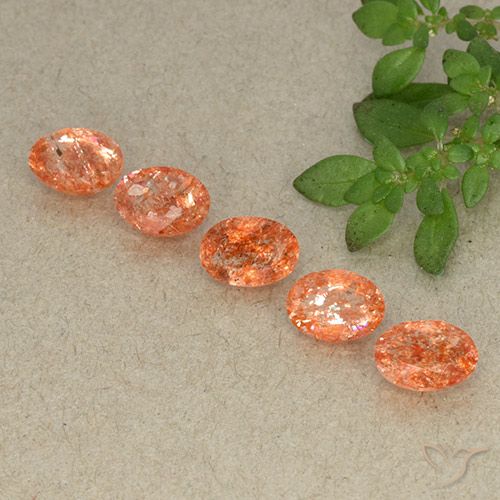 3.17ctw Naturel Orange moyen Pierre de soleil, ovale, Translucide