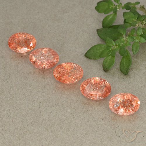 4.00ctw Naturel Orange moyen Pierre de soleil, ovale, Translucide