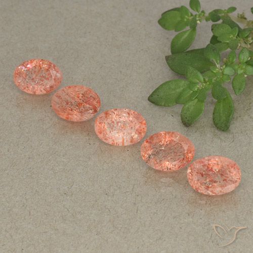 4.49ctw Naturel Pêche Orange Pierre de soleil, ovale, Translucide