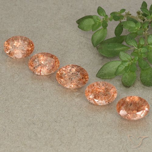 3.94ctw Naturel Orange moyen Pierre de soleil, ovale, Translucide