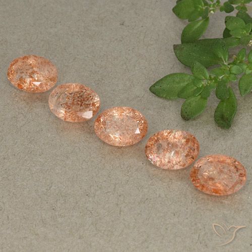 3.40ctw Naturel Orange rougeâtre Pierre de soleil, ovale, Translucide