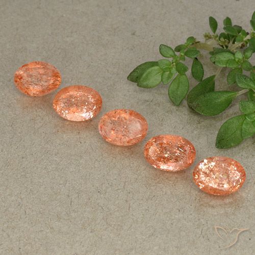 4.31ctw Naturel Orange moyen Pierre de soleil, ovale, Translucide