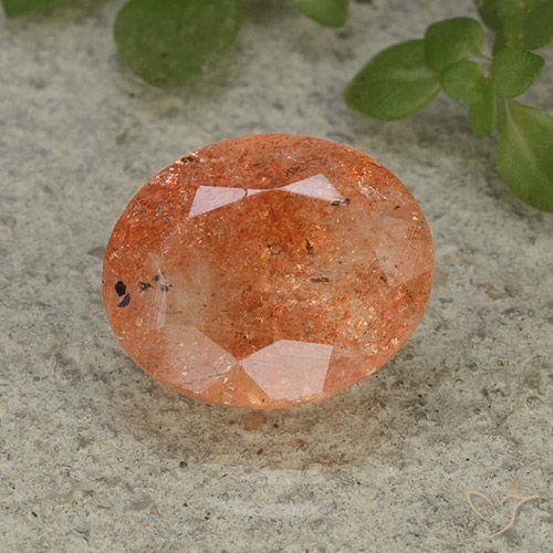 4.42ct Naturel Orange moyen Pierre de soleil, ovale, Translucide