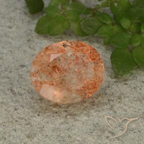 Pierre de soleil Orange rougeâtre naturelle ovale, 4.28 ct, Translucide