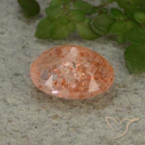 Pierre de soleil Orange pamplemousse naturelle ovale, 4.14 ct, Translucide