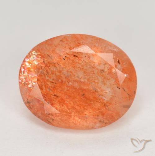 Pierre de soleil orange naturelle coupe ovale, 4,51 ct, translucide