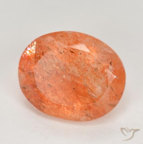 Pierre de soleil orange naturelle coupe ovale, 4,51 ct, translucide