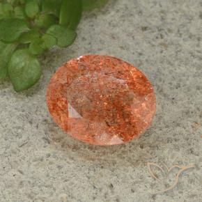 Pierre de soleil Orange moyen naturelle ovale, 3.62 ct, Translucide