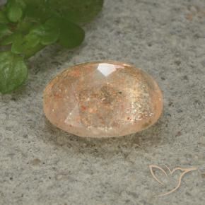Pierre de soleil Orange pêche léger naturelle ovale, 4.98 ct, Translucide