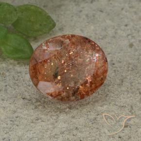 Pierre de soleil Orange chaud naturelle ovale, 4.09 ct, Translucide