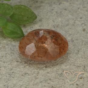 Pierre de soleil Orange chaud naturelle ovale, 4.09 ct, Translucide