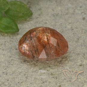 Pierre de soleil Orange moyen naturelle ovale, 4.33 ct, Translucide