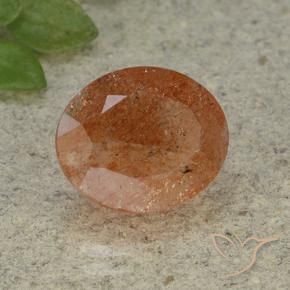 Pierre de soleil Orange rougeâtre naturelle ovale, 4.34 ct, Translucide