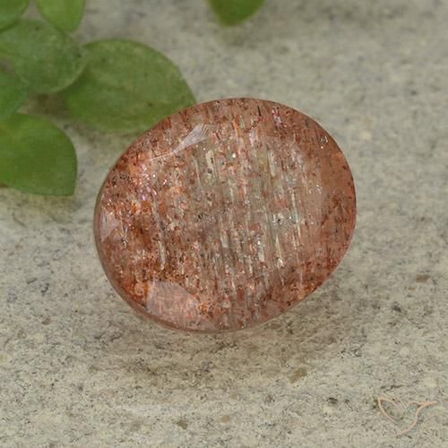Pierre de soleil Orange moyen naturelle ovale, 5.46 ct, Translucide