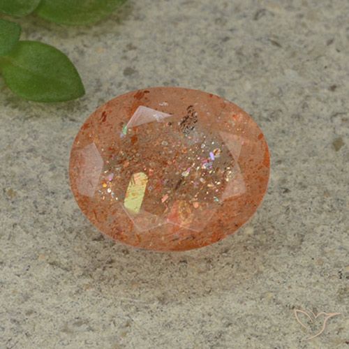4.90ct Naturel Orange chaud Pierre de soleil, ovale, Translucide