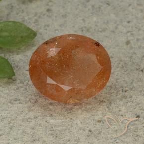 Pierre de soleil Orange chaud naturelle ovale, 5.04 ct, Translucide