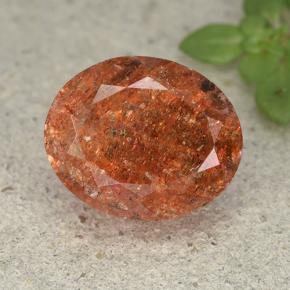 Pierre de soleil rouge naturelle coupe ovale, 4,20 ct, translucide