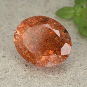 Pierre de soleil rouge naturelle coupe ovale, 4,20 ct, translucide