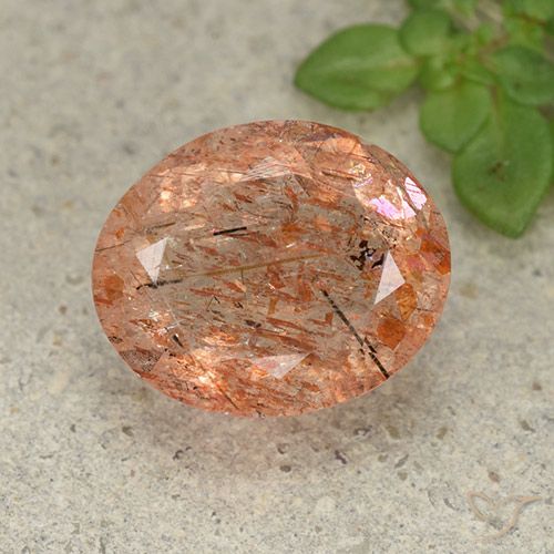 4.60ct Naturel Orange rougeâtre Pierre de soleil, ovale, Translucide